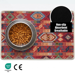 Tapis de sol en velours éponge <span class=keywords><strong>marocain</strong></span> rouge vif, motif ethnique tribal, avec franges, anti-dérapant, pour salon - Product Image 2