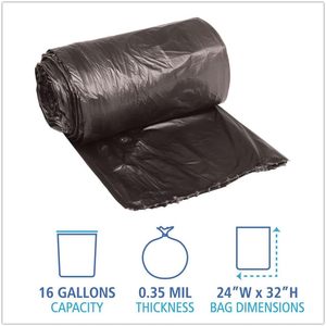 Bolsas de Basura Domésticas Boardwalk BWK2432L-Negras, Grado Ligero, Perforadas, sin Núcleo, en Rollo, para Contenedores de 12-16 Galones - Product Image 3