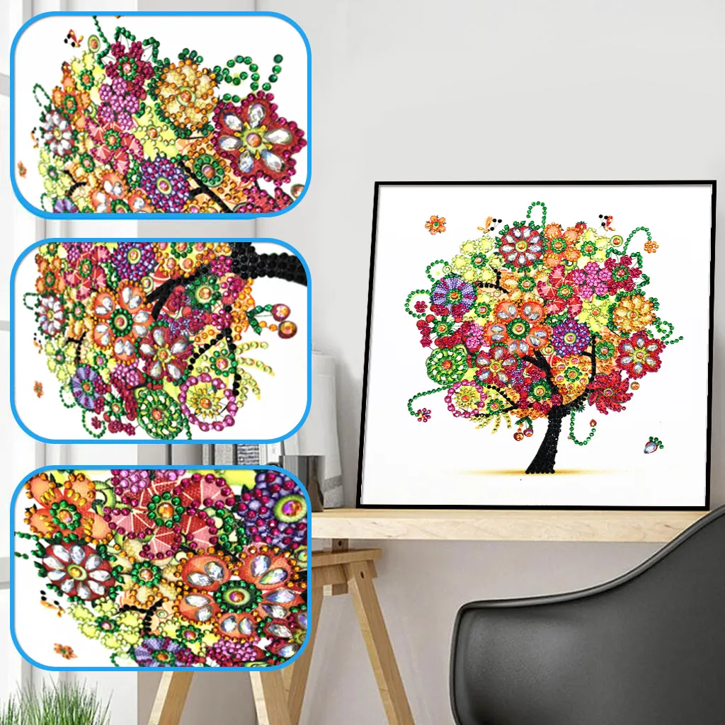 5D diamond painting DIY crystal color special diamond home interior decoration trees support custom photos