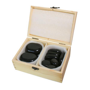 20 Stück Black Ovular Basalt Hot Stone <span class=keywords><strong>Massage</strong></span> <span class=keywords><strong>Rocks</strong></span> Vulkanenergie-Werkzeugset mit Heizbox für Körper anwendungen - Product Image 1