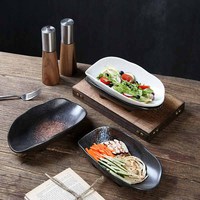 Vaisselle en porcelaine blanche Forme ovale Sauce à soupe profonde Dessert Céramique Bols et assiettes Assiettes en céramique