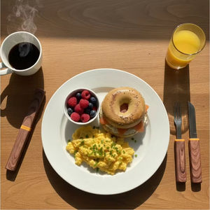 Couteaux de cuisine à manche en bois et accessoires, ensemble de 2 pièces en acier pour découper, couteau de chef, couteau à trancher, fourchette en acier, ensemble couteau et fourchette - Product Image 3