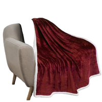 Couverture de canapé réversible en peluche tricotée douce pour homme et femme, housse de canapé confortable en hiver, Sherpa rouge bordeaux, 50x60 pouces