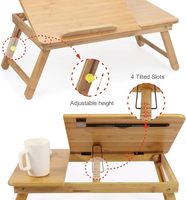 Support portable pliable pour ordinateur portable, réglable en hauteur, avec plateau en bambou écologique – Idéal pour l'étude et le travail au lit – Offre spéciale