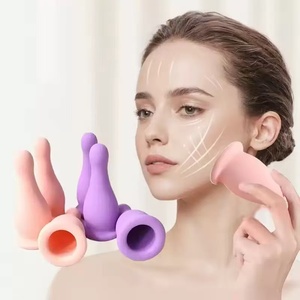 Ventouses de massage en silicone bleu doux pour thérapie par ventouses, outil de massage par aspiration sous vide pour le soin de la peau du visage et du corps, soulagement de la douleur, OEM disponible - Product Image 3