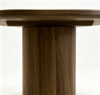 Table d'appoint carrée Elloak, table d'appoint sur piétement en bois de noyer avec plateau en pierre crème, coins arrondis, style moderne minimaliste