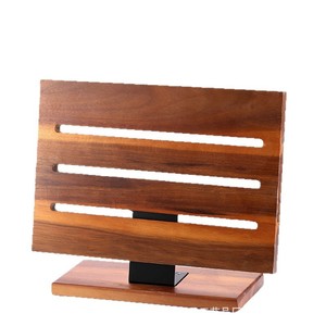 Porte-couteaux magnétique en bois, support multifonctionnel pour couteaux et ciseaux de cuisine avec base amovible. - Product Image 5