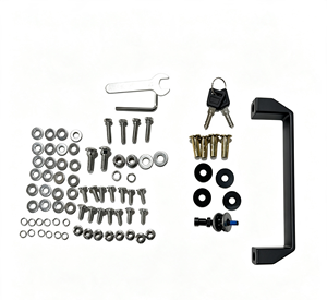 Kit de quincaillerie noir en métal pour poignée de meuble, avec serrure et bouton de traction rectangulaire, pour porte, tiroir et atelier - Product Image 1