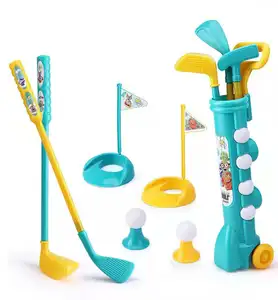 Kids Golf Club Set Carrinho De Golfe Com Rodas, 3 Varas De Golfe Coloridas, 4 Bolas 2 Furos De Prática Fun Young Golfista Sports Toy Kit