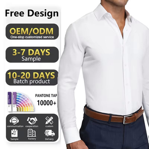 Chemises d'affaires en coton personnalisées pour hommes, <span class=keywords><strong>chemise</strong></span> habillée <span class=keywords><strong>blanche</strong></span> respirante pour hommes avec poignets - Product Image 2