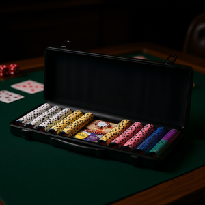 Jeu de jetons de poker 500 pièces, 14 grammes, jetons de casino en plastique lourds avec étui de transport pour les jeux de Texas Hold'em et de Blackjack - Product Image 2