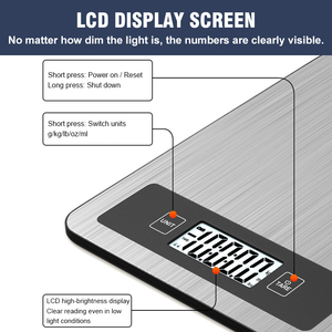 घरेलू बहु-कार्यात्मक भोजन स्टेनलेस स्टील 5 किलो इलेक्ट्रॉनिक रसोई पैमाने - Product Image 2