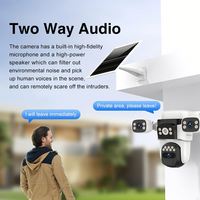 Caméra de sécurité domestique O-Kam Pro 15MP solaire AOV PTZ 3 objectifs 4G avec carte SIM, étanche IP66, détection de mouvement, audio bidirectionnel, vision nocturne