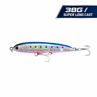 Leurre de pêche coulant type crayon 105 mm 38 g, longue portée, pour eau salée, appât dur avec feuille holographique pour bar, bleu-mer, snapper