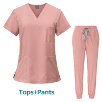 Ensemble Uniforme Médical Femme d'Hôpital à Manches Courtes, 2 Pièces, Personnalisé, Logo, Blouse Décontractée de Médecin avec Poche et Pantalon de Travail d'Infirmière