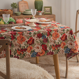Mantel Americano Retro Jacquard con Diseño <span class=keywords><strong>de</strong></span> Flecos <span class=keywords><strong>de</strong></span> Poliéster para <span class=keywords><strong>Mesa</strong></span> <span class=keywords><strong>de</strong></span> Comedor Rectangular, Decoración del Hogar, Estilo Pintura al Óleo - Product Image 3