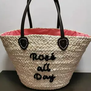 Wholesale Large Maize Woven Ladies Straw Beach Tote Bags 2023 Tote Summer Women Handbags