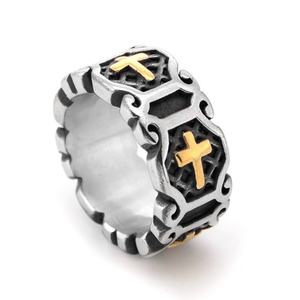Anillo Cruzado de Acero Inoxidable, Joyería Religiosa, Anillo de Moda, Diseño Personalizado, Estilo Gótico, Accesorio Único, Regalo Cristiano para Hombre - Product Image 6