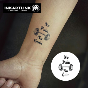 Tato Semi Permanen Tahan Lama 2 Minggu, Motif Jus Buah Alami Tahan Air, Kutipan Fitness Barbell No <span class=keywords><strong>Pain</strong></span> No Gain - Product Image 2