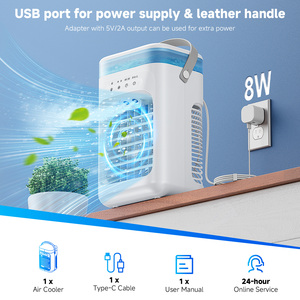 เครื่องปรับอากาศแบบพกพาขนาด 1 ลิตร 3 ระดับความเร็ว 7 ไฟ LED พัดลมระบายความร้อนส่วนตัวขนาดเล็ก 2 ฟังก์ชั่นพ่นไอน้ำเย็นสำหรับห้อง พัดลมเพิ่มความชื้นสีขาว - Product Image 6