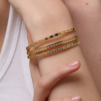 Ensemble de bracelets minimalistes en zircon cubique, plaqué or 18 carats, acier inoxydable, résistant à l'eau, sans ternissement, bijoux de luxe