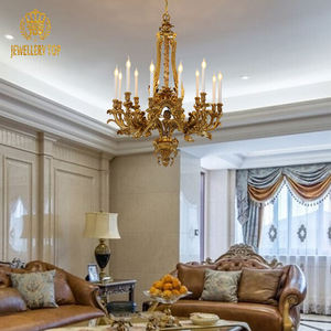 תכשיטים בסגנון צרפתי מימי הביניים וילה ארמון ארמון ברונזה תליון אור ענק אור ענק נברשות פליז יוקרה - Product Image 1