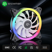 Ventilateur de boîtier PC SNOWMAN EF120-ARGB-BK 120mm Noir ARGB 45CFM avec Halo extérieur, PWM, roulement hydraulique, synchronisation 5V 3 broches, vente en gros