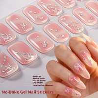 22 autocollants 3D en gel pour ongles, sans lampe UV, strass de luxe, dégradé, imperméables, couverture complète, manucure artistique