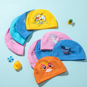 Niños logotipo personalizado lindo dibujos animados <span class=keywords><strong>piscina</strong></span> <span class=keywords><strong>gorro</strong></span> de natación niños y niñas tela colorida lindos niños gorros de natación - Product Image 1