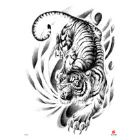 Tatuajes Temporales Grandes de Transferencia de Agua con Diseño de Animal, Dios, Geisha y Corona, de Papel, Ecológicos, Sexys y a la Moda