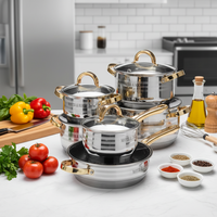 Ensemble de cuisine de luxe en acier inoxydable forgé 12 pièces, casseroles, couvercles en silicone, poignées - Origine Guangdong, compatible lave-vaisselle et four