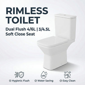 Turkish bianco occidentale allungato doppio sciacquone in ceramica Commode con drenaggio P-Trap per servizi igienici dell'hotel - Product Image 2