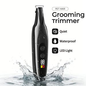 מכונת גילוח שקטה לכל הגוף, ניתנת לשטיפה, עם תאורת לד, לגילוח שיער חתולים וכלבים, מכונת תספורת חשמלית לחיות מחמד, עמידה במים, גם לטפרים. - Product Image 1