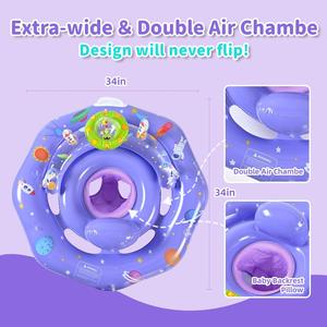 Flotador de Piscina para Bebés con Diseño Espacial Morado, Toldo Removible y Juguetes con Sonido - Product Image 6