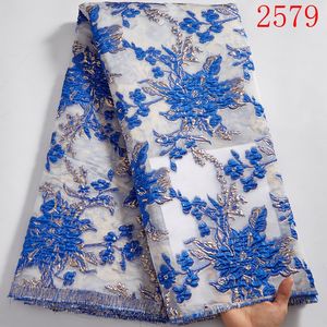 Tissu africain en dentelle Brocade dorée, étoffe Jacquard, Organza, Tulle français, doux, couture de mariage, <span class=keywords><strong>2021</strong></span>, nouvelle collection 2579 - Product Image 3