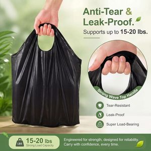   Bolsas de Plástico Negras para Llevar Comida, 14in x 11.5in + 5.5in, Base Cuadrada Resistente, Reutilizables para Empacar, Almacenar y Cocinar - Product Image 4