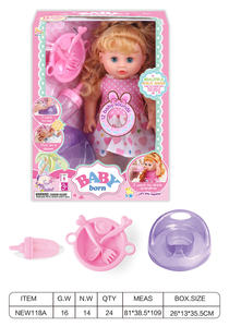 Good Style Kids 10 Inch 12 Sounds Ic Newborn Baby Dolls Toys With Absorbent Bottle Urine Basin Diaper Comb Mirror <strong>Cutlery</strong> - Product Image 4