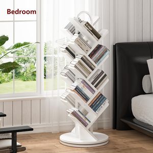 Libreria Angolare Girevole Vintage in Stile Nordico, Bianca, da Terra a Soffitto, Rotazione a 360 Gradi, Libreria in Legno Fai-da-Te - Product Image 3