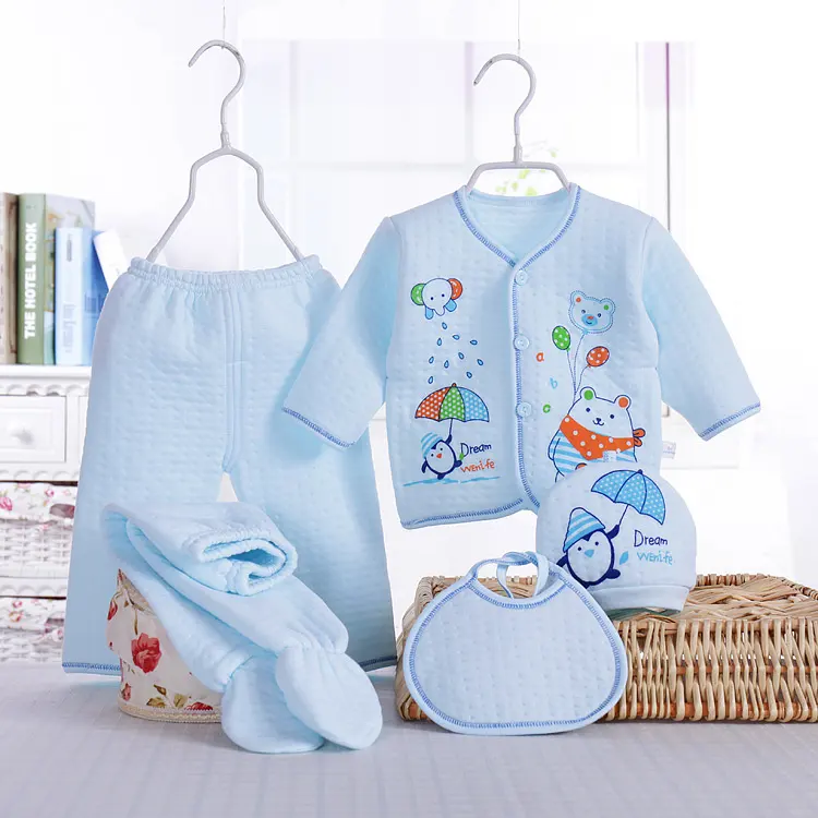 5pcs Baby Girl Clothes 0-3m Winter Warm Print Cartoon Newborn Clothing Gift Set Cotton Baby Boy Clothes Baby Outfit Infant Gift