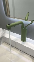 Robinet de lavabo moderne vert mat, corps tout en laiton, levier unique, eau froide et chaude, pour salle de bain et décoration intérieure