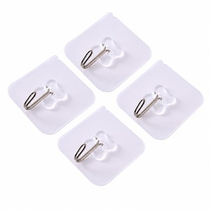 Crochets muraux en plastique transparent avec pinces métalliques pour usage domestique, adhésif puissant, aucun perçage requis - Product Image 5
