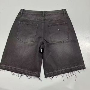 Shorts de mezclilla oversize 100% algodón con efecto rasgado, shorts con pedrería Sun Stone Spray Monkey, shorts deportivos ajustados con flecos estampados para hombre - Product Image 2