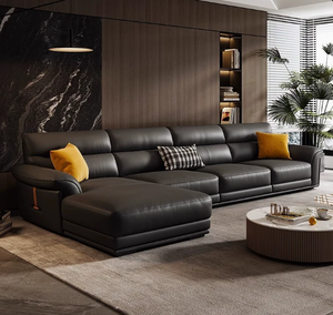 Sofá de Cuero Italiano Minimalista de Primera Calidad, Sofá Esquinero Moderno de Lujo Ligero, Combinación de Sofá y Chaise Longue para Sala de Estar - Product Image 2