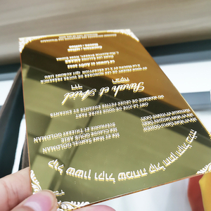 Invitations de mariage carrées personnalisées et imprimées Carte miroir dorée en verre acrylique pour invitation de mariage - Product Image 6