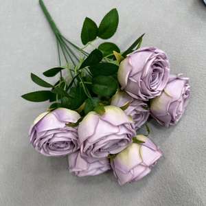 7 cabezas paquete Rosa flor borde rizado rosa <span class=keywords><strong>para</strong></span> fiesta de boda hacer una propuesta decoración día de San Valentín flor <span class=keywords><strong>artificial</strong></span> - Product Image 3