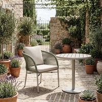 Chaise de salle à manger d'extérieur moderne de luxe en aluminium, design italien, fauteuil de patio tressé en corde avec coussin imperméable pour villa