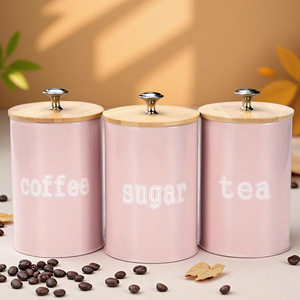 Semplice coperchio di bambù tre pezzi di caffè in grani di zucchero barattolo di conservazione del tè con barattolo di conservazione <span class=keywords><strong>per</strong></span> <span class=keywords><strong>biscotti</strong></span> sigillato <span class=keywords><strong>per</strong></span> uso in cucina - Product Image 4