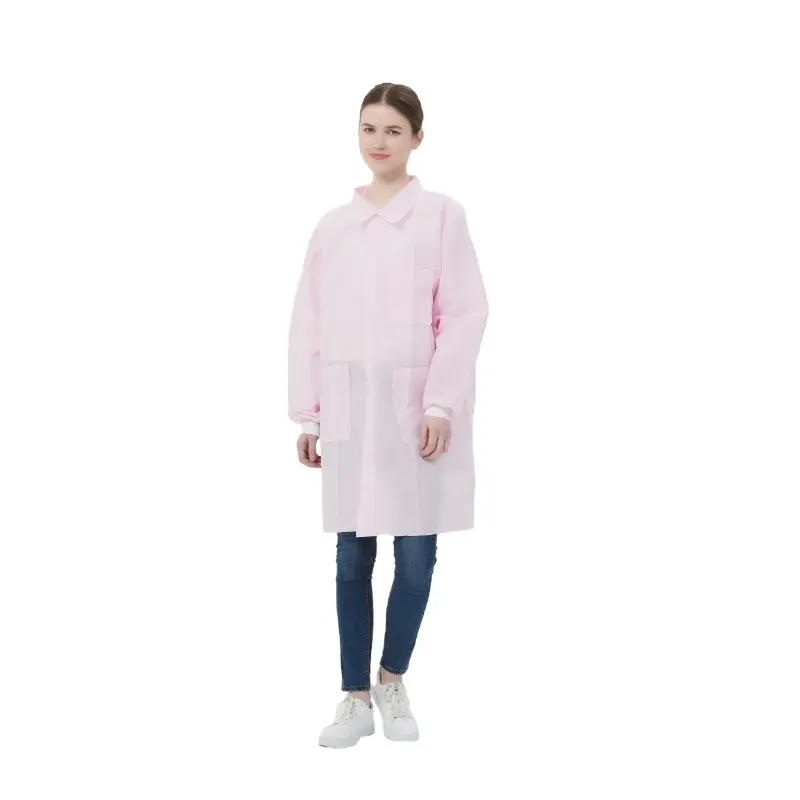 High Quality Low Price two pockets 30gsm disposable non-woven gowns coverall for clean room