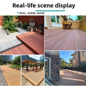 Plancher extérieur <span class=keywords><strong>en</strong></span> composite bois-<span class=keywords><strong>plastique</strong></span>, planches rectangulaires co-extrudées, résistantes à l'humidité, à la moisissure et anticorrosion - Product Image 1