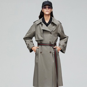 <span class=keywords><strong>Donna</strong></span> Outwear primavera nuovo stile 100% cotone saia classico doppio petto lungo <span class=keywords><strong>Trench</strong></span> con cintura in pelle - Product Image 1